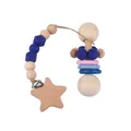 Cuentas de silicona azul y mordedor de madera estrella con sonajero para el bebé - Azul zafiro