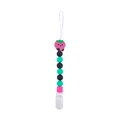 Sujeta chupete de silicona con fresa rosa y cuentas de colores para bebés en dentición - Forma de fresa / Fresa Fucsia