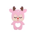 Pink cartoon deer baby teether made of soft silicone with a heart-shaped grip - Elk / Pink