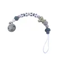 Custom baby pacifier clip with grey silicone koala and crochet bead teething chain - Gray Pacifier Clip