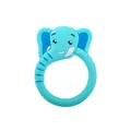 Anneau de dentition en silicone bleu turquoise en forme d'éléphant pour bébé - Bleu