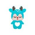 Sky blue silicone baby teether toy in cute cartoon deer shape with a white heart detail - Elk / Lake Blue