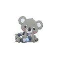 Cute gray silicone koala teething toy with blue and white beaded ring for baby - Gray Teether