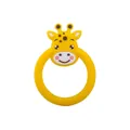 Anneau de dentition pour bébé en forme de girafe jaune mignonne en silicone souple - Jaune