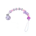 Pink and purple silicone koala pacifier clip with customizable name letter beads - Purple Pacifier Clip