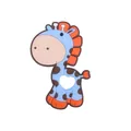 Blauer Silikon-Beißring in Giraffenform für Babys mit herzförmiger Aussparung - Sikahirsch / Blau