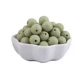 12mm olijfgroene gespikkelde siliconen kralen voor DIY speenkoorden en bijtspeelgoed - Gevlekt Bonengroen