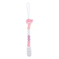 Sujeta chupetes de silicona con ballena rosa y cuentas de dentición degradadas - Rosa