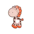 Pink cartoon giraffe baby teether toy with heart-shaped grip and soft silicone texture - Sika Deer / Light Coffee