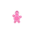 Pink cartoon turtle silicone bead for DIY baby teether and pacifier clip chains - Rose Red Turtle