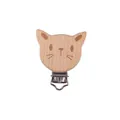 Sujetachupetes de madera de haya con forma de gato y pinza metálica resistente - Forma de Gato
