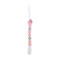 Pink and grey silicone pacifier clip featuring a sailboat charm for baby teething - Pink