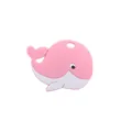 Pink and white silicone whale teether toy for babies with a convenient hanging hole - Pink