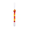 Silicone pacifier clip with colorful beads and red sailboat teething toy for babies - Red