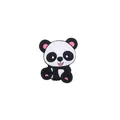Silicone baby panda teether bead in black and white with pink details for DIY clips - Panda Pink