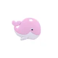 Pink whale-shaped silicone baby teether toy with hanging hole and textured design - Purple
