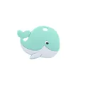 Mint green whale-shaped silicone baby teether with top hanging hole for infants - Green