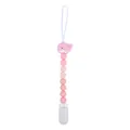 Sujetachupetes de ballena de silicona rosa con cuentas degradadas y clip de plástico blanco - Púrpura