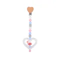 Catenella portaciuccio con fenicottero rosa e perle in silicone color pastello - Bianco