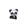 Cute panda silicone bead in black and white with blue accents for DIY baby pacifier clips - Blue Panda