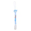 Chupetero de silicona con diseño de ballena azul y cuentas de dentición con clip blanco - Azul claro