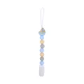 Light blue sailboat silicone pacifier clip with colorful beads and white safety plastic clasp - Light Blue