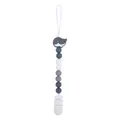 Sujeta chupetes de silicona para bebé con ballena gris y cuentas a juego - Gris oscuro