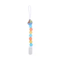 Blue sailboat silicone pacifier clip with colorful teething beads and a white clasp - Blue