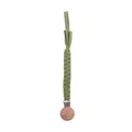 Attache-tétine tressée à la main vert herbe avec pince en bois de hêtre naturel - 24cm / Vert Avocat