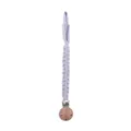 Attache-tétine tressé main violet clair avec pince en bois de hêtre naturel - 24cm / Gris clair