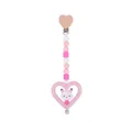 Catenella portaciuccio in silicone rosa con clip in faggio e ciondolo a volpe - Rosa