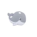 Light gray whale-shaped silicone baby teether toy with a cute cartoon design - Light Gray