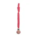 Attache-tétine tressée rouge en coton fait main avec pince en bois de hêtre naturel - 24cm / Rouge pastèque