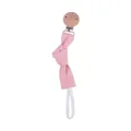 Rosa Schnullerkette aus Baumwollband mit Buchenholz-Clip und elastischer Schlaufe für Babys - Rosa