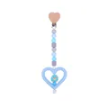 Catenella portaciuccio pecorella blu con clip cuore in legno e perle in silicone - Blu