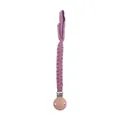 Attache-tétine tressée violette faite main en bois de hêtre et tissu de coton - 24cm / Violet Taro