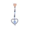 Catenella portaciuccio con elefante blu, perline in silicone grigio e clip in legno - Grigio chiaro