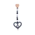 Catenella portaciuccio fai-da-te con clip a cuore in faggio e ciondolo pinguino - Grigio scuro