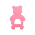Pink cartoon bear baby teether made of soft silicone with an easy-to-grip handle - Pink