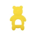 Bright yellow cartoon bear baby teether made of soft silicone with ergonomic handle - Yellow