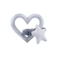 Silicone heart teether and star pacifier clip set with marble texture beads - Marble Gray