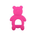 Massaggiagengive a forma di orso in silicone rosa con impugnatura ergonomica per neonati - Rosso rosa