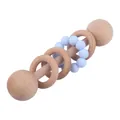 DIY baby wooden rattle with light blue silicone beads and beech rings for teething - Light Blue