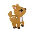 Brown cartoon deer baby teether made of soft silicone with a heart-shaped cutout - Turmeric