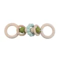 Hochet dentition bébé en bois et perles de silicone vertes pour éveil sensoriel - Vert Haricot