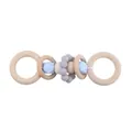 Hochet dentition bébé en bois avec perles silicone bleu clair et anneaux lavande doux - Gris clair