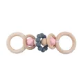 Hochet bébé en bois avec perles de silicone rose et gris pour dentition et éveil - Gris foncé
