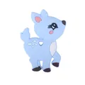 Light blue silicone baby teether in deer shape with heart grip and soft texture - Light Blue