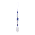 Silicone pacifier clip with dark blue and speckled beads for baby teething toy - Multicolor Splatter Style