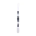 Black and white silicone beads baby pacifier clip with geometric patterns and plastic clasp - Black and White Geometric Style
